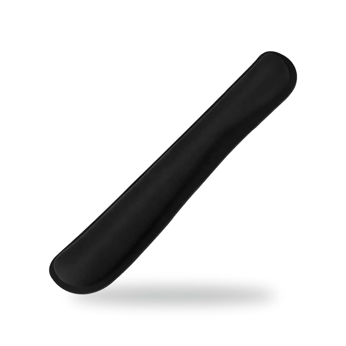 Repose-poignet de clavier noir en mousse moelleuse, barre de 44 cm, vue de trois quarts